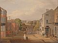 John Bird of Liverpool - Street Scene in Chorley, Lancashire, with a view of Chorley Hall - Google Art Project
