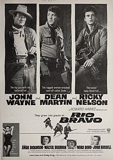 John Wayne and Dean Martin and Ricky Nelson in 'Rio Bravo', 1959