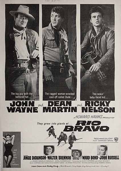 John Wayne and Dean Martin and Ricky Nelson in 'Rio Bravo', 1959