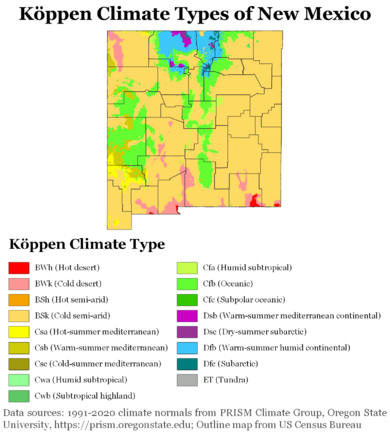 Köppen Climate Types New Mexico