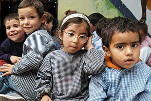 Kindergarten kids at a public school in Montevideo, Uruguay