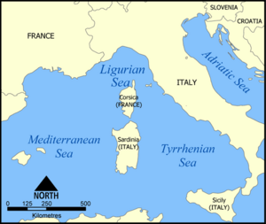 Ligurian Sea map