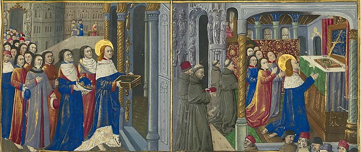 Livre des faiz monseigneur saint Loys - BNF Fr2829 f17r (Saint Louis et la couronne d'épine) detail 02