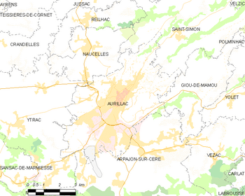 Map of the commune of Aurillac