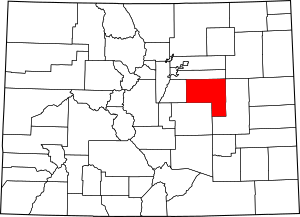 Map of Colorado highlighting Elbert County