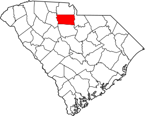 Map of South Carolina highlighting Chester County