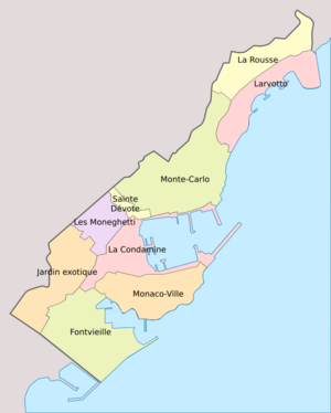 Monaco, administrative divisions - colored