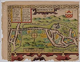 Old map of Monmouth, Wales
