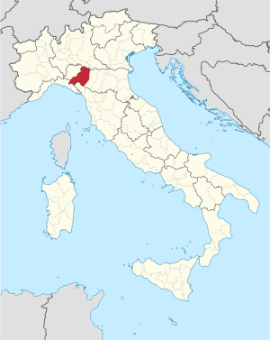 Map with the province of Parma in Italy