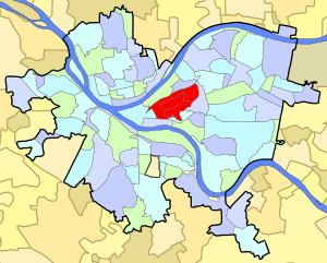 Location of the Hill District neighborhoods within the City of Pittsburgh