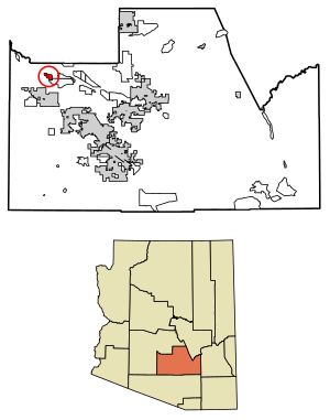 Location of Sacate Village in Pinal County, Arizona.
