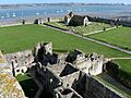 Portchester Castle outer bailey from the keep, 2010