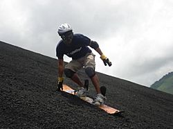 Sandboarding at the Cerro Negro volcano.