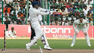 Sehwag plays a shot