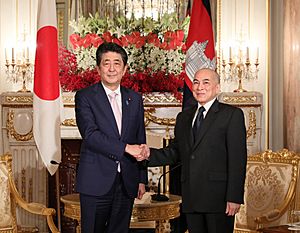 Shinzo Abe with HM King Norodom Sihamoni