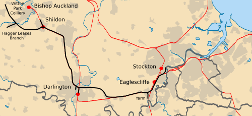 Stockton & Darlington Railway with today's lines