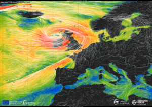 Storm Éowyn hits Ireland (Copernicus 2025-01-27)