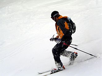 Telemark skier at Mount Stirling