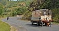 Truck and bicylists near Gitega, Burundi