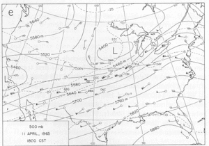 Upper air analysis at 00 UTC on 12 April 1965