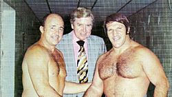 Vincent James McMahon, Verne Gagne and Bruno Sammartino - Wrestling News - Aug-sept 1975