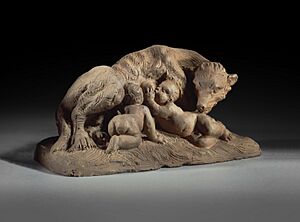 Walter Pompe, De Romeinse wolvin met Romulus en Remus- La louve romaine avec Romulus et Remus, KBS-FRB