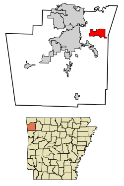 Location of Goshen in Washington County, Arkansas.