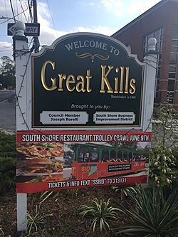 "Welcome to Great Kills" sign on Amboy Road