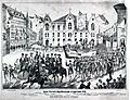 "St. Patrick's Day Procession in St. Louis, 1874", west side of Seventh Street between Carr Street and Biddle Street