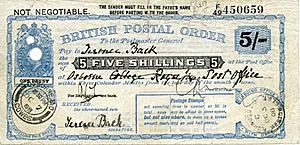 5 shilling postal order stolen from Terrence Back