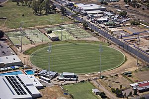 Aerial view of Robertson Oval in Wagga Wagga
