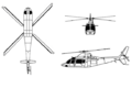 Agusta A109 3-view line drawing