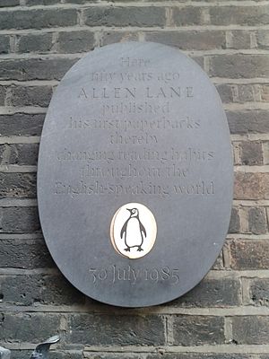 Allen Lane Penguin plaque 8 Vigo Street