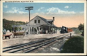 Alton Bay station white border postcard