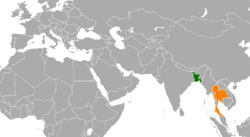 Map indicating location of Bangladesh and Thailand