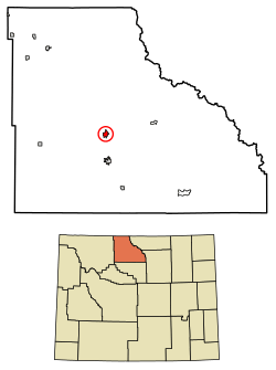 Location of Greybull in Big Horn County, Wyoming.