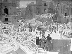 Bomb Damage in Valletta, Malta, 1 May 1942. A8701