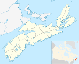 Location of the lake in Nova Scotia, Canada.