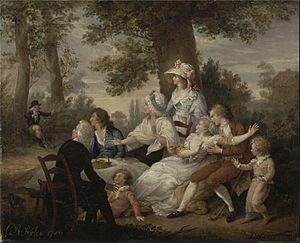 Charles Reuben Ryley - 'The Vicar of Wakefield,' Vol. I, Chap. VIII- Dining in the Hayfields' (Surprised by Mr. Thornhill's... - Google Art Project
