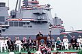 Cheney delivering speech before an AEGIS ship is commissioned