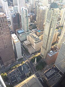 Chicago Water Tower as seen from the John Hancock tower Signature room