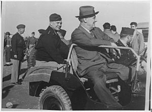 Franklin D. Roosevelt, General Eisenhower, and General Patton in Castelvetrano, Sicily - NARA - 196611