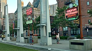 Glow neon signs on Rose Kennedy Greenway 193338787