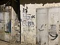 Graffiti of a swastika on a building in the Palestinian city Nablus