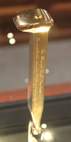 Hewes Family Golden Spike at the California State Railroad Museum (cropped)