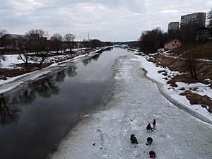 Ice fishing on the Gauja River in Valmiera