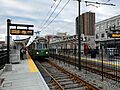 Inbound train at Babcock Street station, December 2021