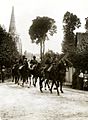 Indian cavalry marching through a French village Estrée Blanche (Photo 24-115) (cropped)