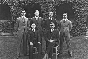 John Gorton (seated left), teacher and other senior students, Geelong Grammar, ca 1930