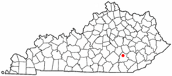 Location of East Bernstadt, Kentucky